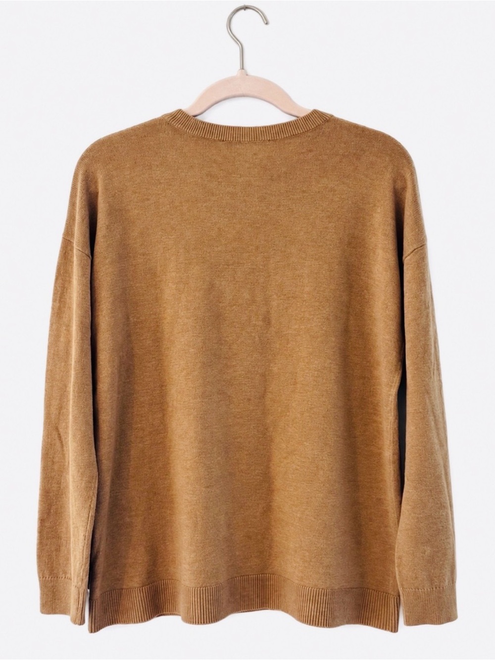 LOFT L’Automne Autumn Fall Sweater M Tan Pink Embroidered - Picture 3 of 9